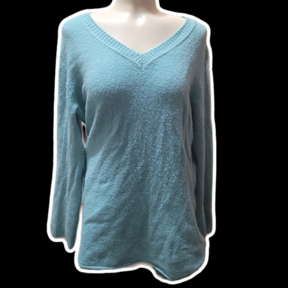 light blue fuzzy vneck sweater──★ ˙ ̟